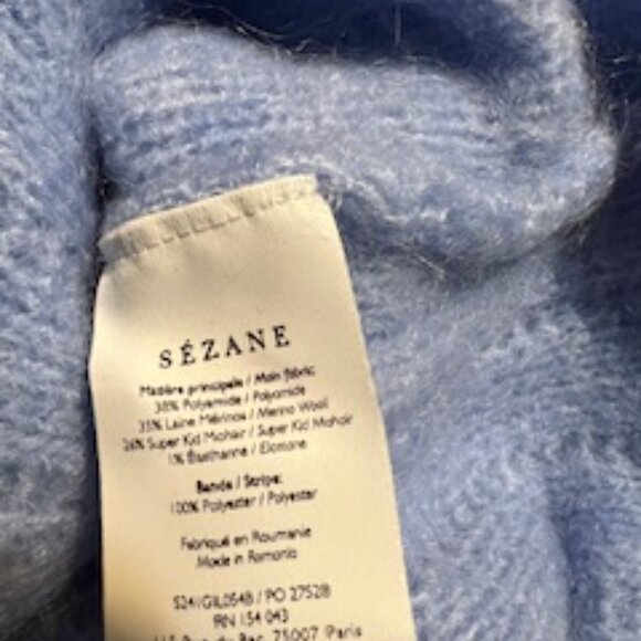 NWT Sezane Blue Gilet Amance Cardigan Sweater Size Medium - Picture 7 of 10